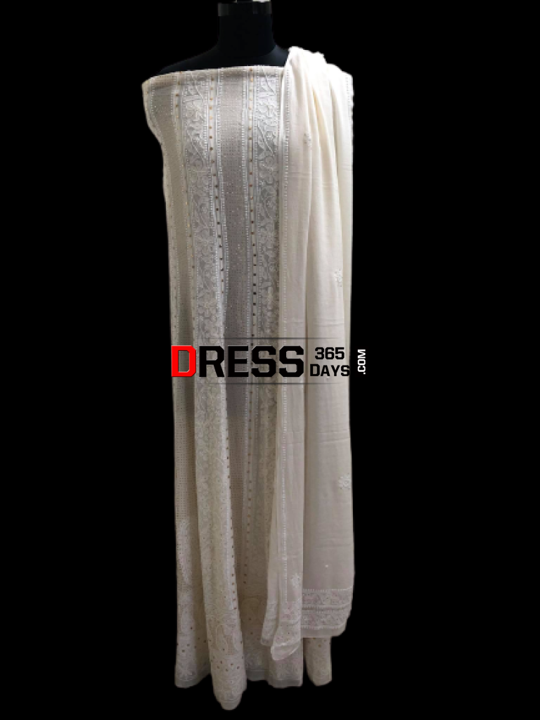 Pearl And Kamdani Chikankari Anarkali Suit