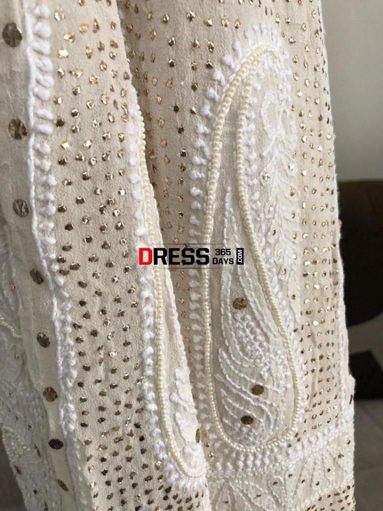 Pearl And Mukaish Chikankari Anarkali Suit