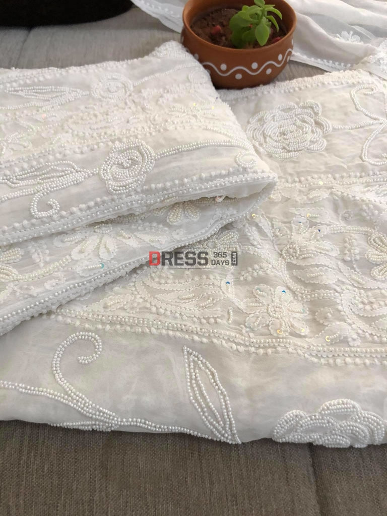 Pearl Chikankari Anarkali Suit