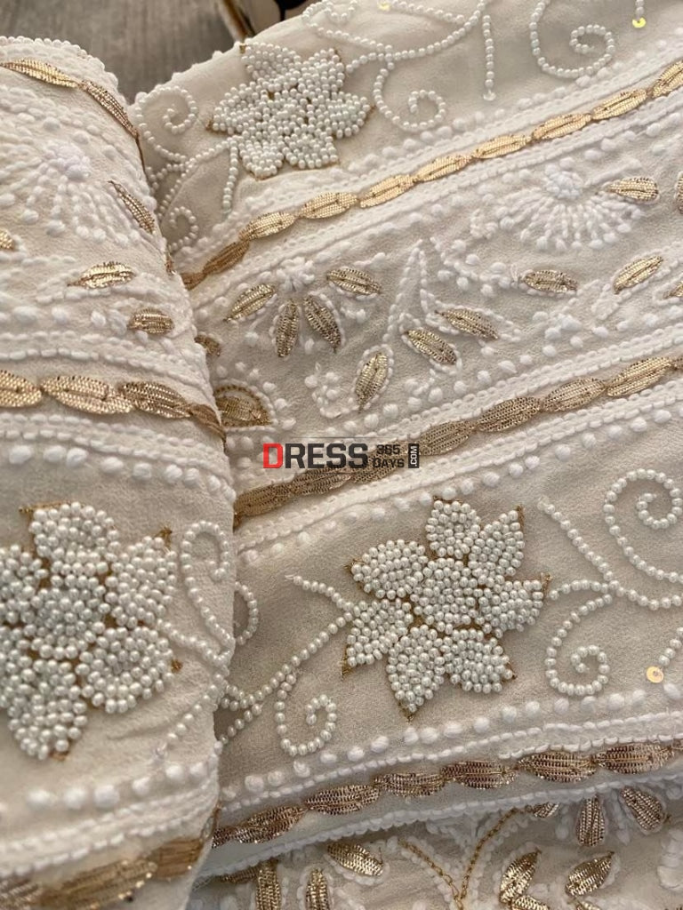 Pearl & Gota Patti Chikankari Anarkali Suit