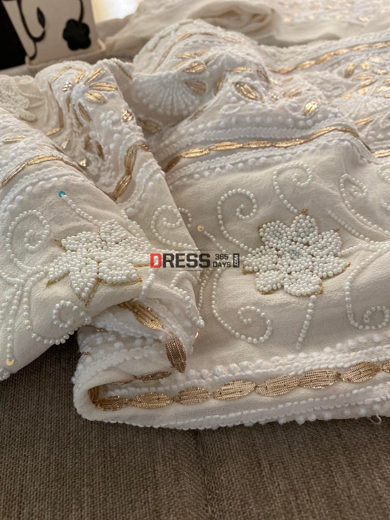 Pearl & Gota Patti Chikankari Anarkali Suit