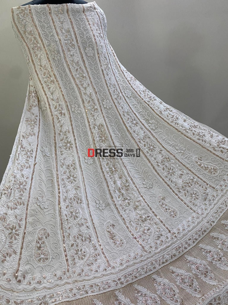 Pearl & Gota Patti Chikankari Anarkali Suit