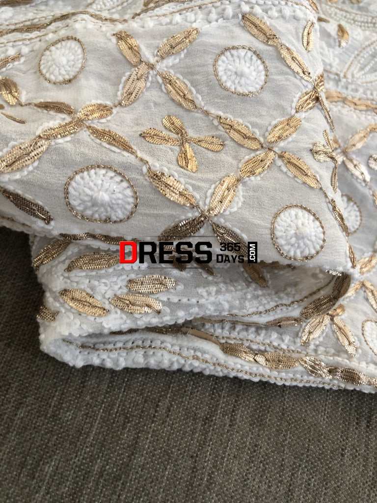 Pearl & Gota Patti Chikankari Anarkali Suit