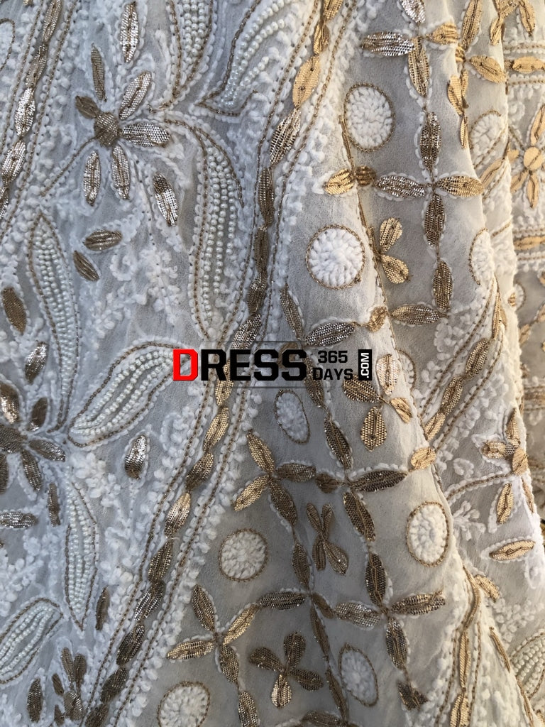 Pearl & Gota Patti Chikankari Anarkali Suit