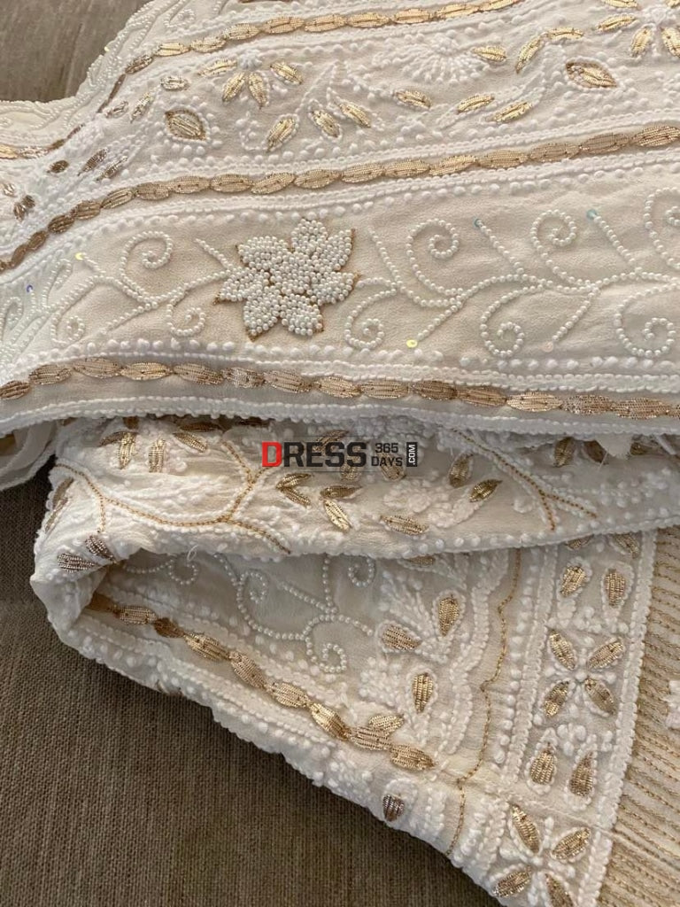 Pearl & Gota Patti Chikankari Anarkali Suit