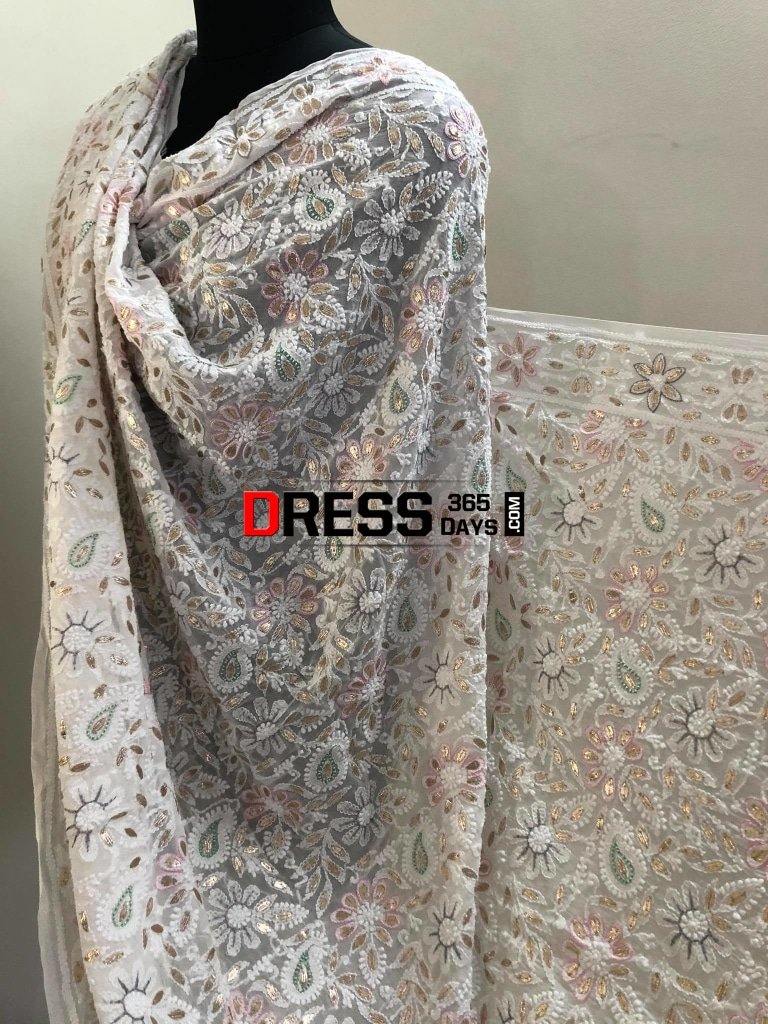 Pearl & Gota Patti Chikankari Dupatta
