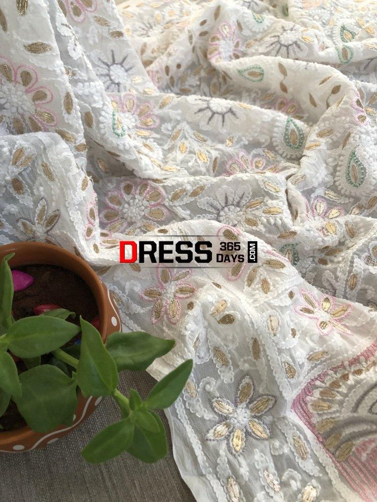 Pearl & Gota Patti Chikankari Dupatta