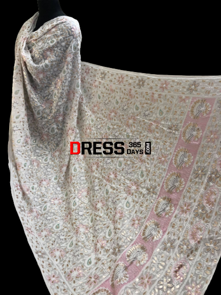 Pearl & Gota Patti Chikankari Dupatta