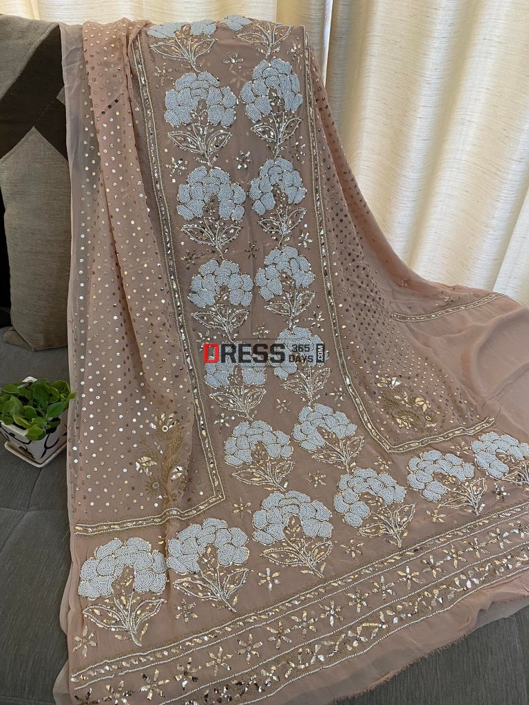 Pearl Kamdani & Work Lucknowi Suit Chikankari Suits