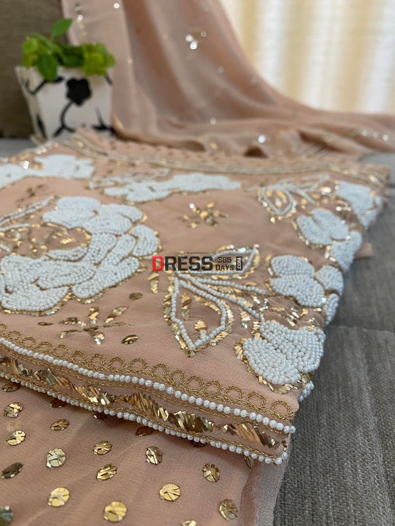 Pearl Kamdani & Work Lucknowi Suit Chikankari Suits