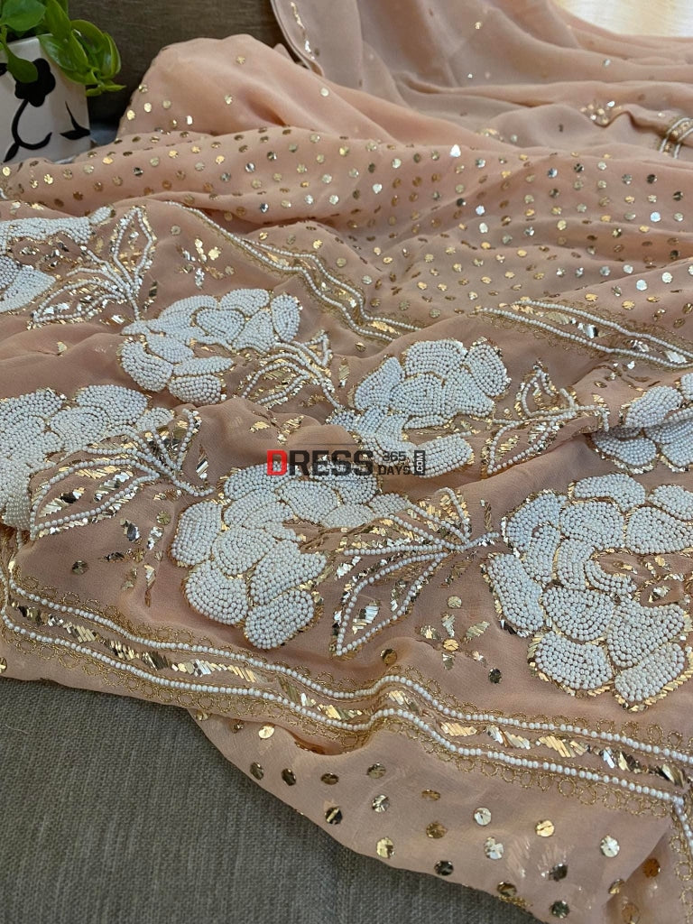 Pearl Kamdani & Work Lucknowi Suit Chikankari Suits