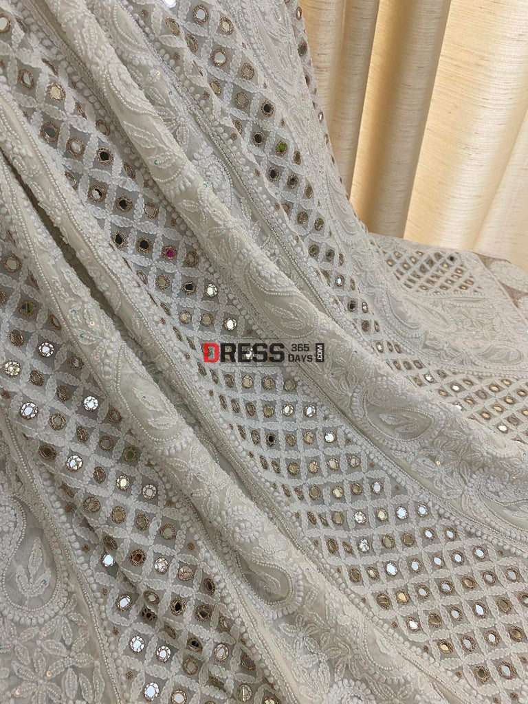 Pearl & Mirror Lucknowi Anarkali Suit Chikankari