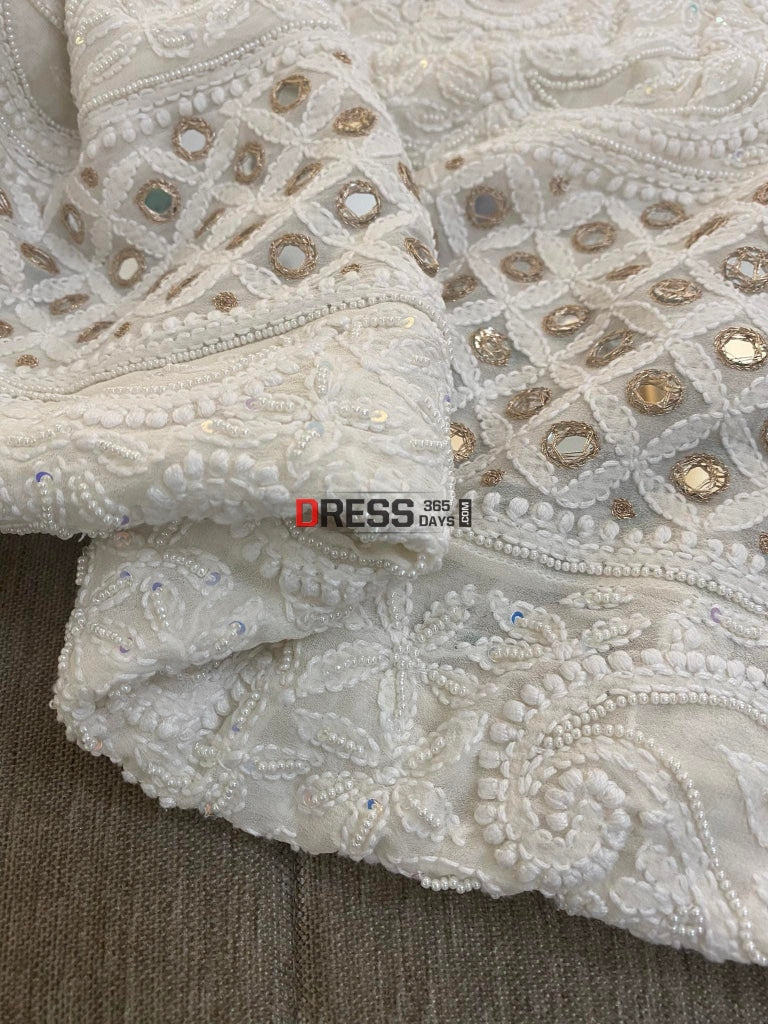 Pearl & Mirror Lucknowi Anarkali Suit Chikankari