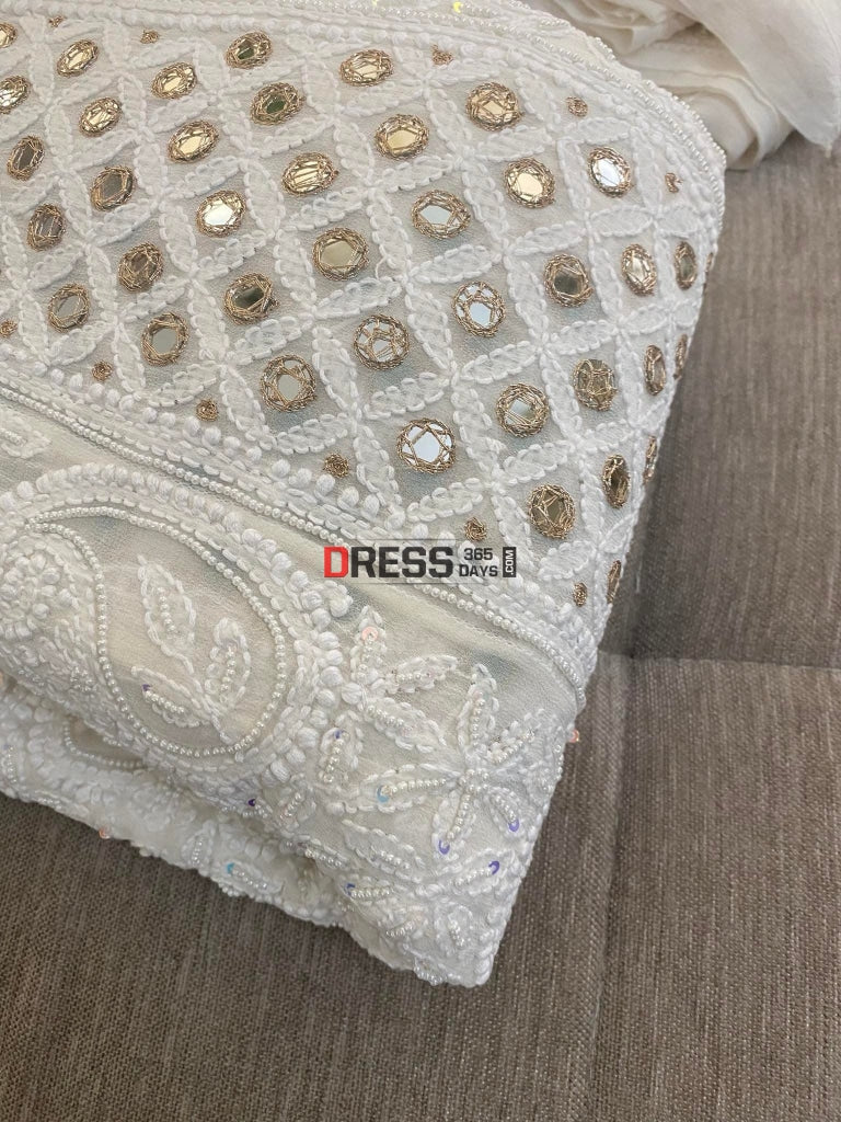 Pearl & Mirror Lucknowi Anarkali Suit Chikankari