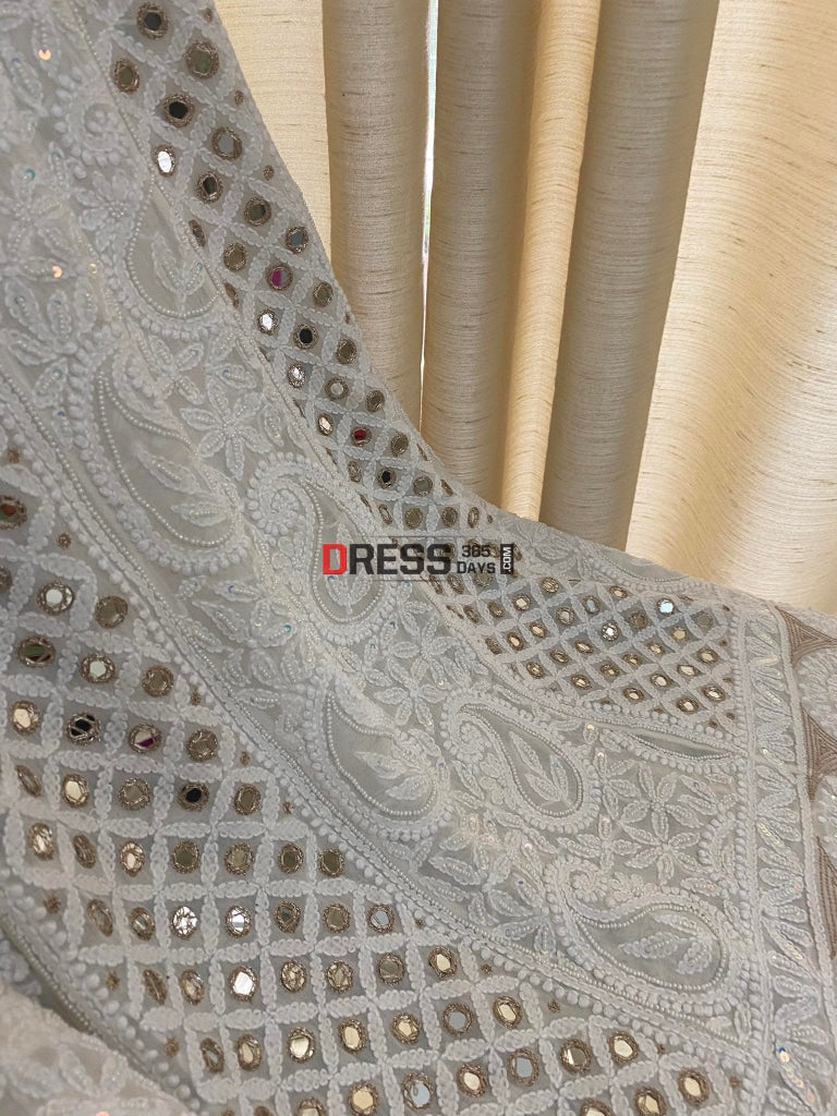 Pearl & Mirror Lucknowi Anarkali Suit Chikankari