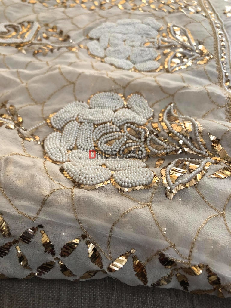 Pearl & Mukaish Anarkali Suit Chikankari