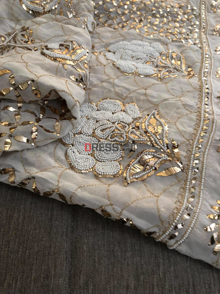 Pearl & Mukaish Anarkali Suit Chikankari