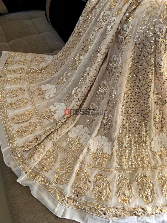 Pearl & Mukaish Anarkali Suit Chikankari