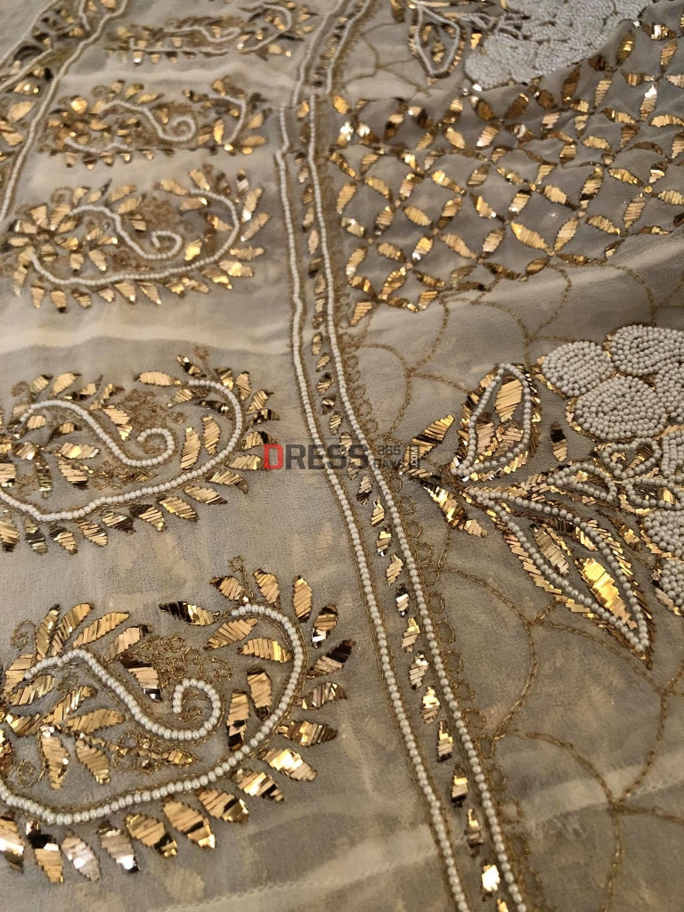 Pearl & Mukaish Anarkali Suit Chikankari
