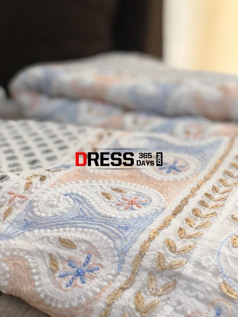 Pearls And Mirror Chikankari Lehenga Set