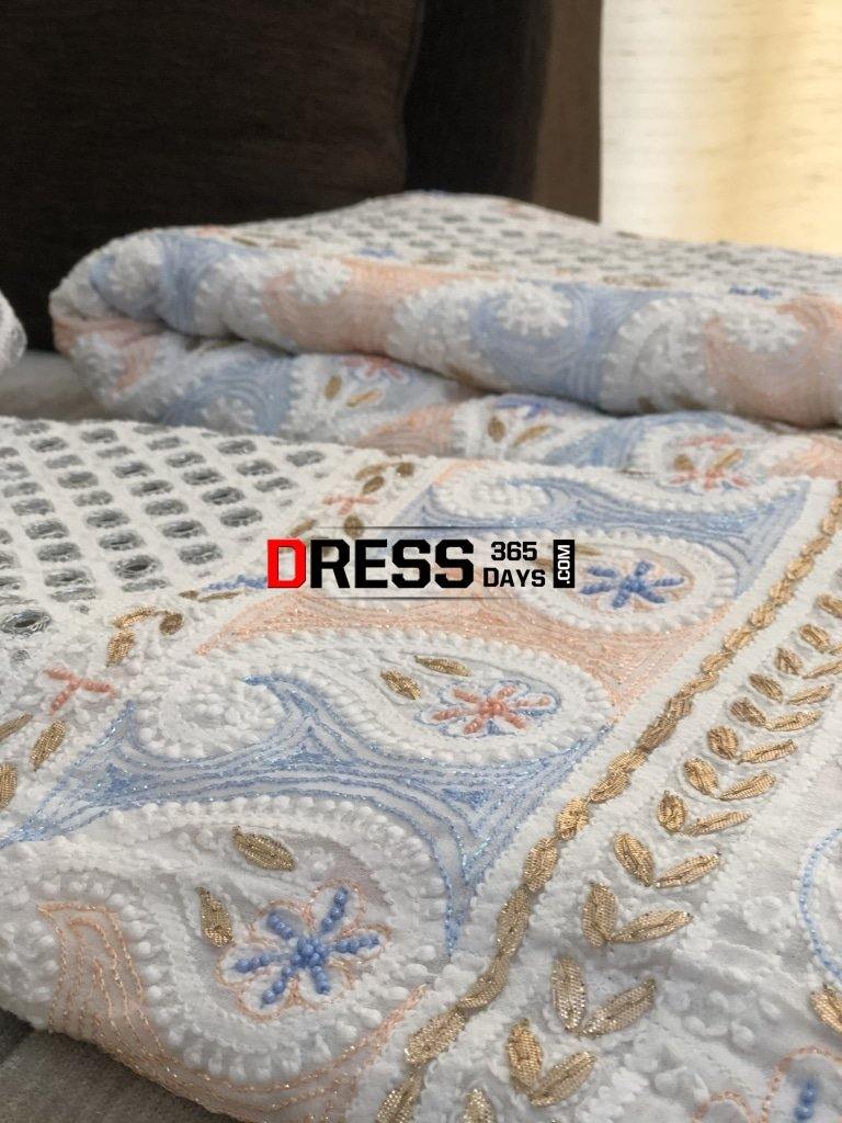 Pearls And Mirror Chikankari Lehenga Set