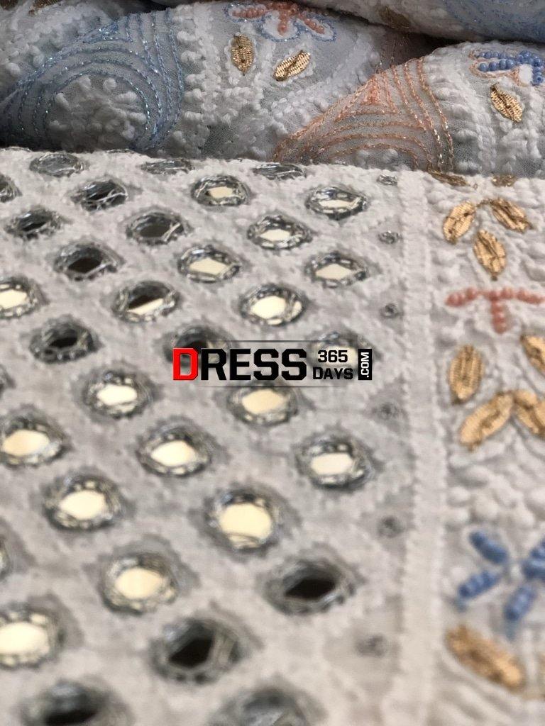 Pearls And Mirror Chikankari Lehenga Set