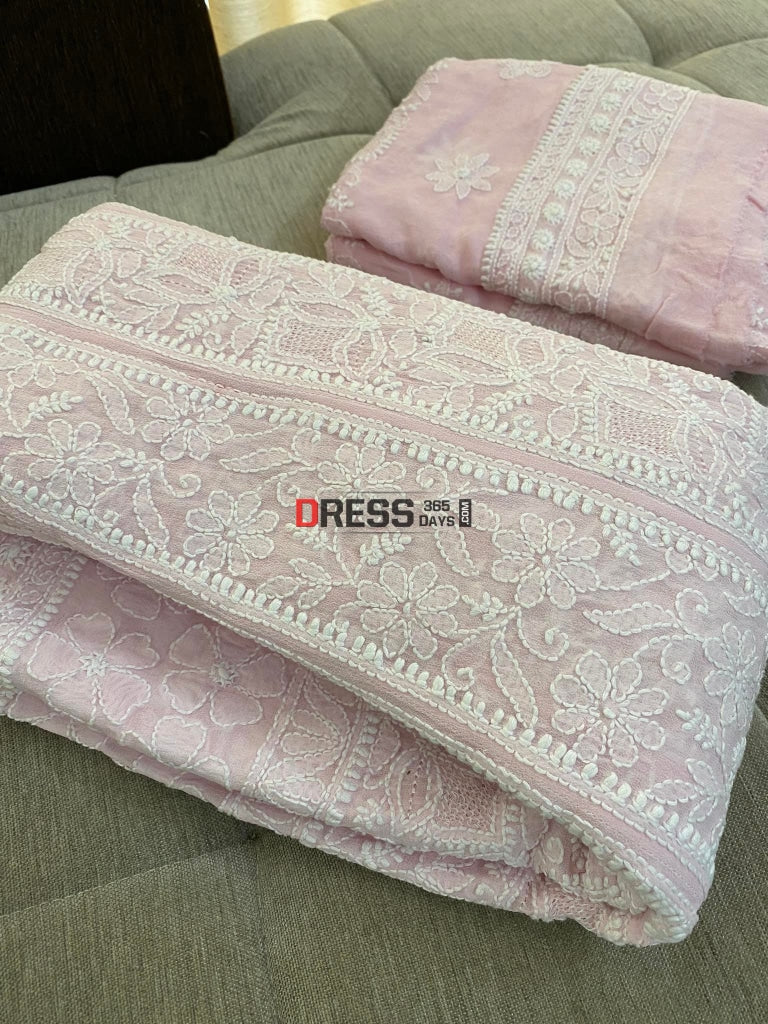 Pink Hand Jaali Chikankari Anarkali Suit