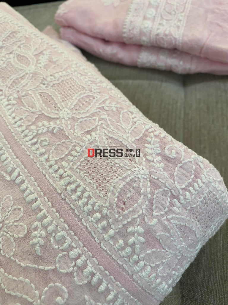 Pink Hand Jaali Chikankari Anarkali Suit