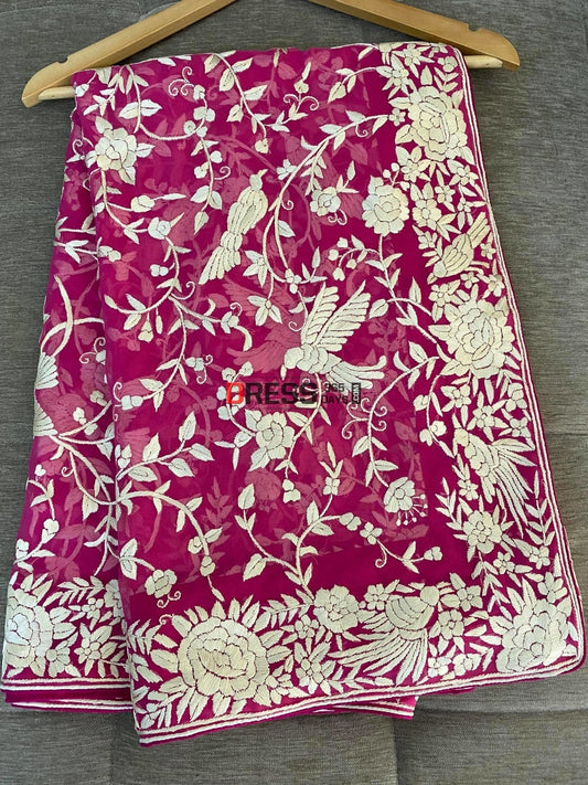 Pink & Ivory Parsi Gara Dupatta