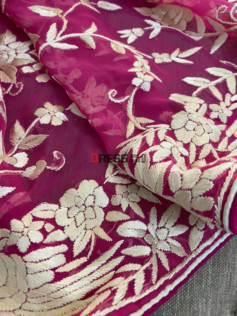 Pink & Ivory Parsi Gara Dupatta