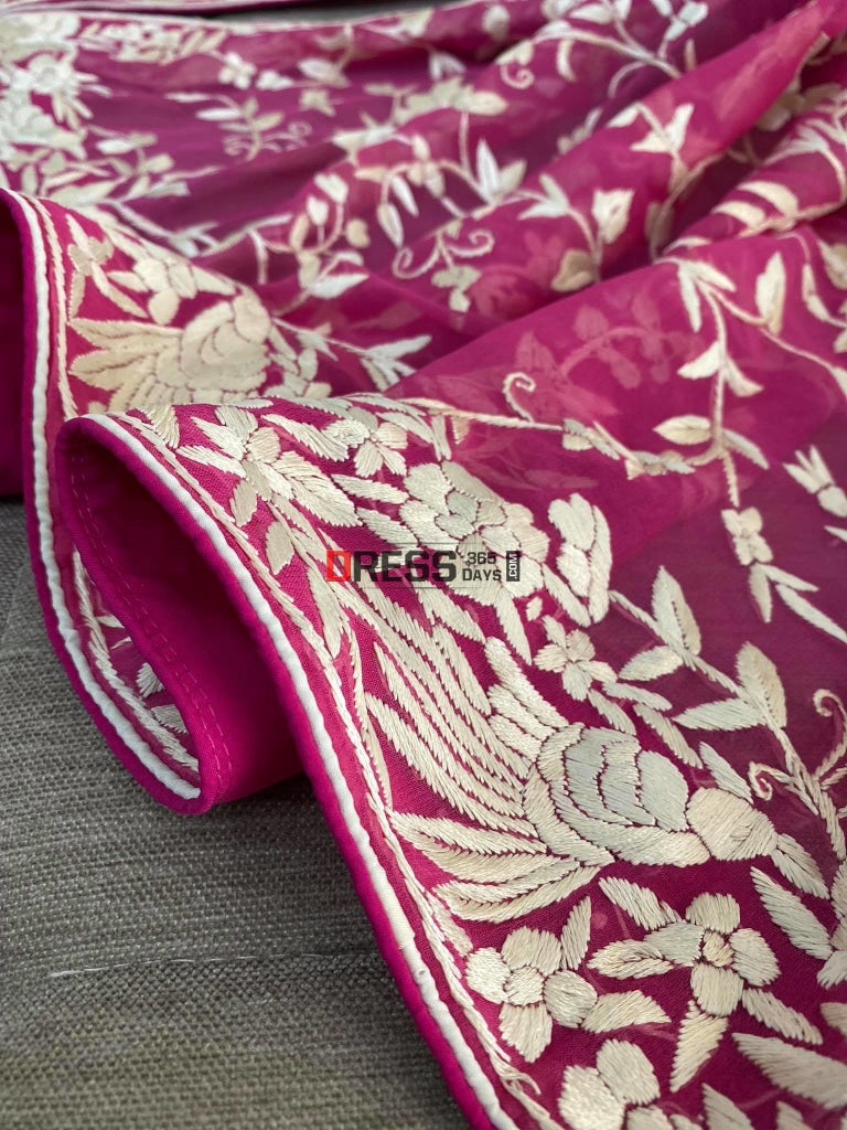 Pink & Ivory Parsi Gara Dupatta