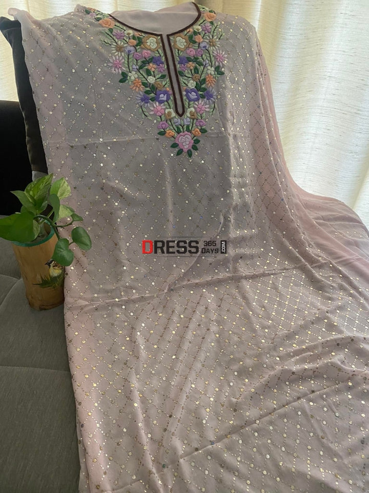 Pardis Grey Chikankari Round Neck Boxy Top main image 0