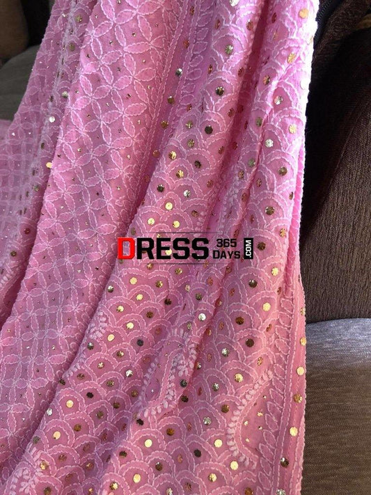 Pink Kamdani Chikankari Lehenga Skirt