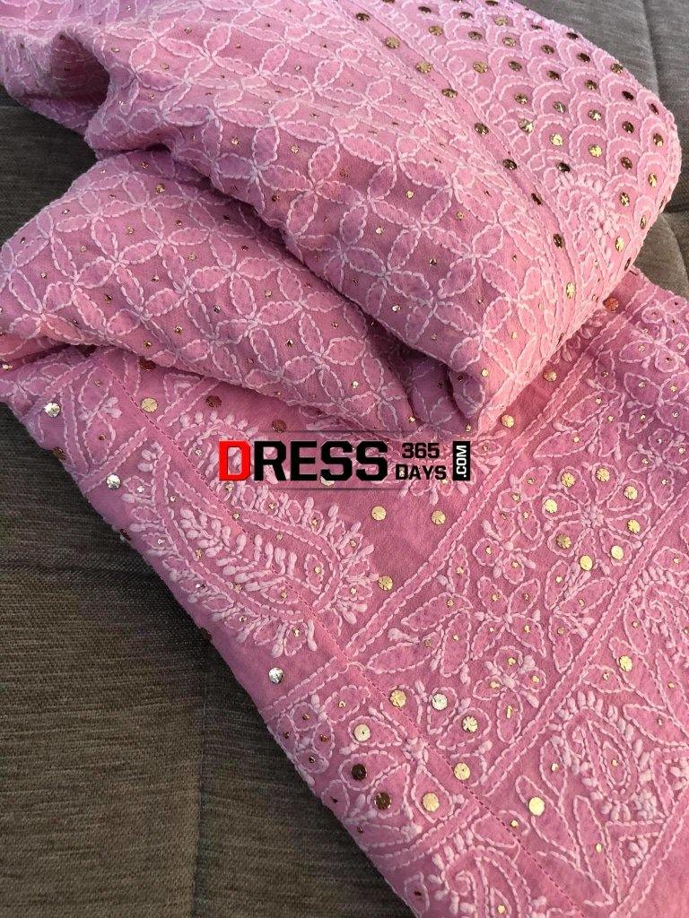 Pink Kamdani Chikankari Lehenga Skirt