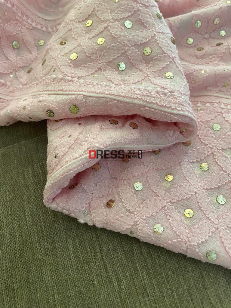 Pink Kamdani Lucknowi Chikankari Anarkali Suit