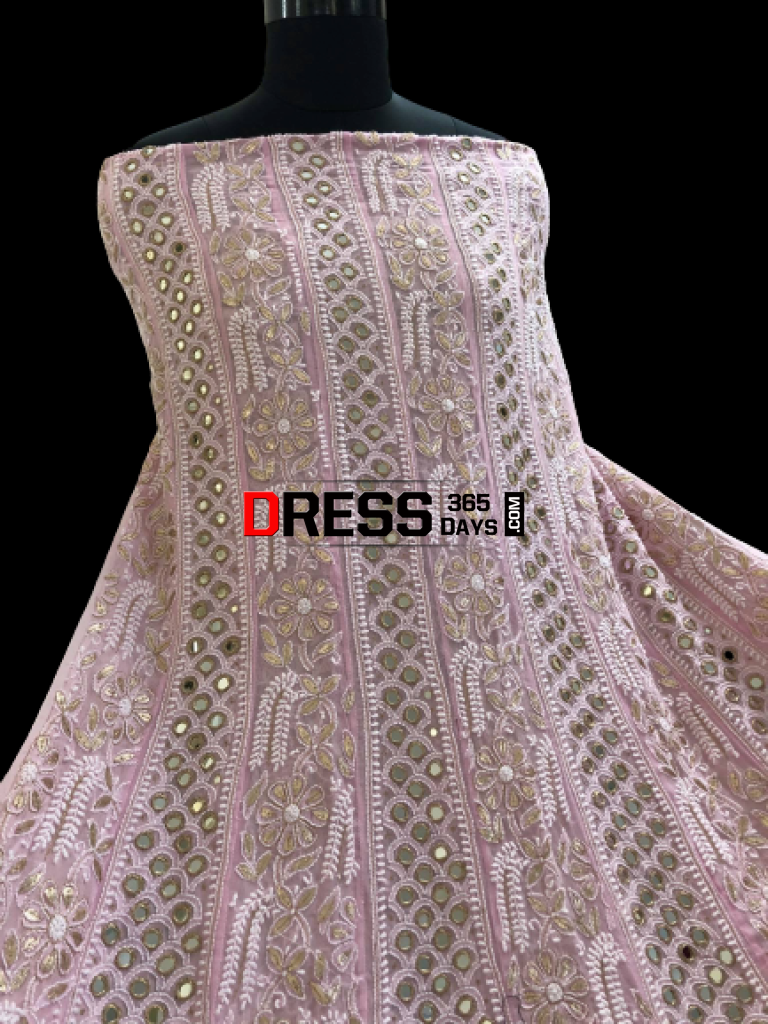 Pink Mirror And Gota Patti Chikankari Anarkali Suit