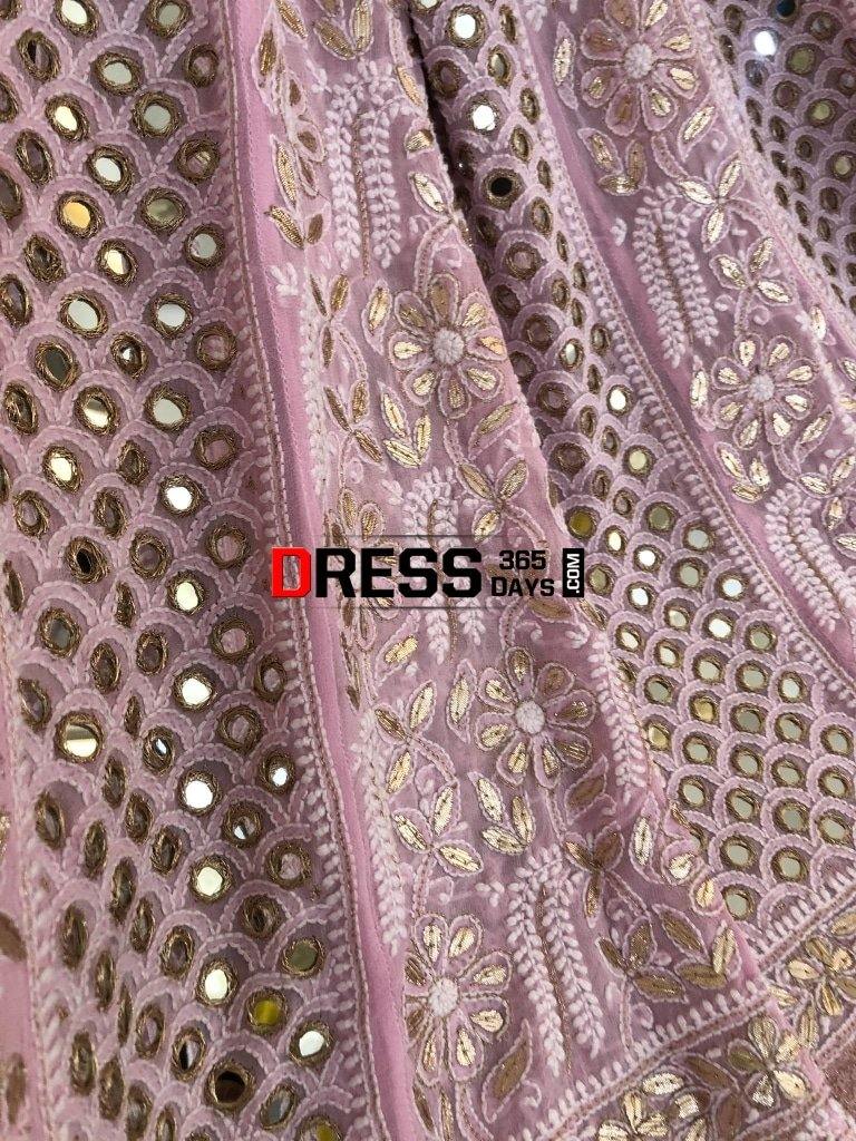 Pink Mirror And Gota Patti Chikankari Anarkali Suit