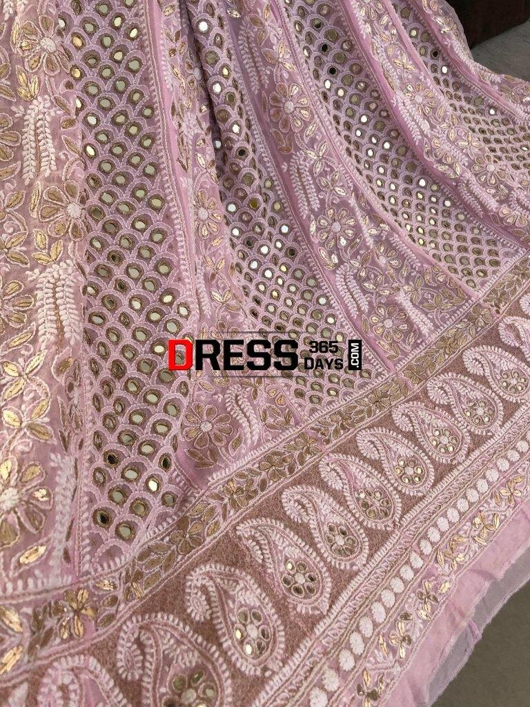 Pink Mirror And Gota Patti Chikankari Anarkali Suit