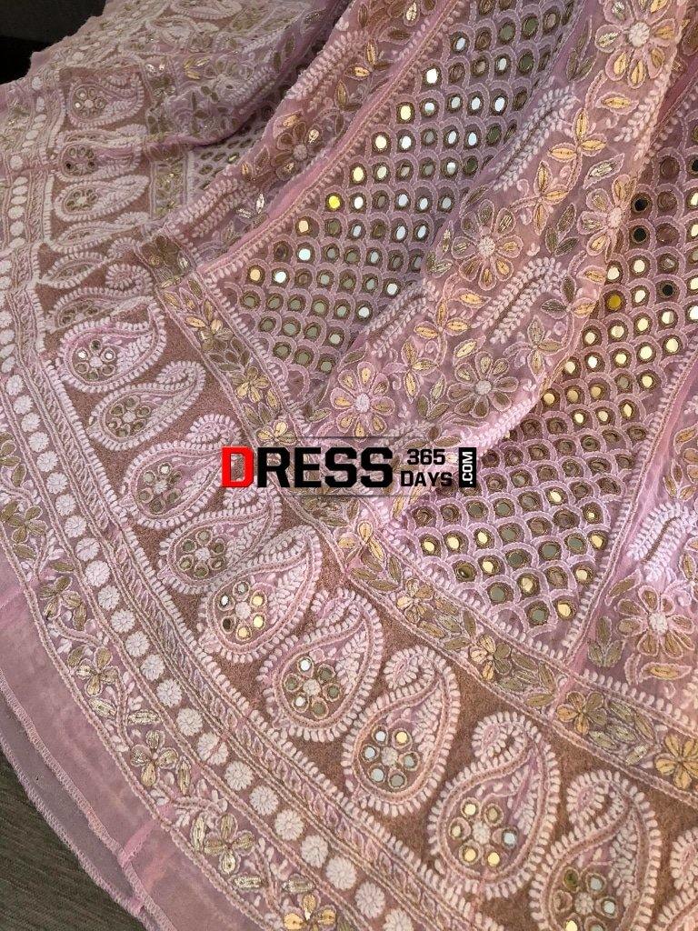 Pink Mirror And Gota Patti Chikankari Anarkali Suit