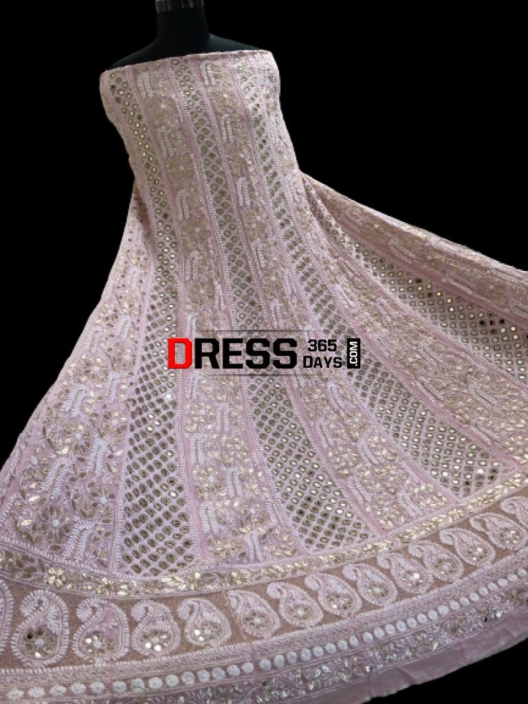 Pink Mirror And Gota Patti Chikankari Anarkali Suit