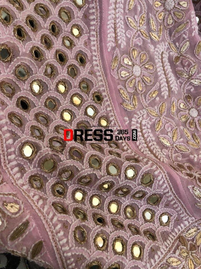 Pink Mirror And Gota Patti Chikankari Anarkali Suit