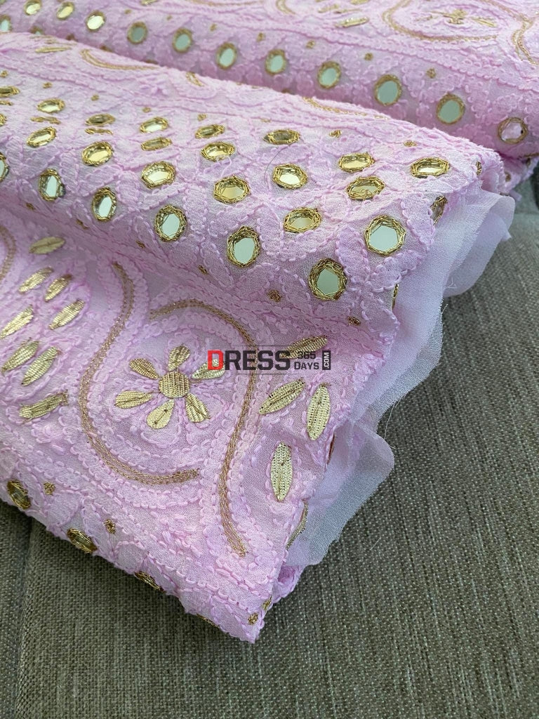 Pink Mirror & Gota Patti Lucknowi Chikankari Suit Suits