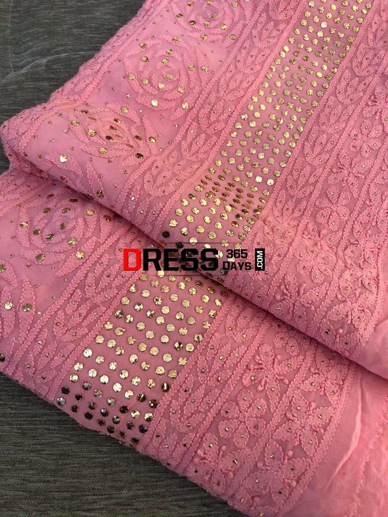 Pink Mukaish Chikankari Suit Suits