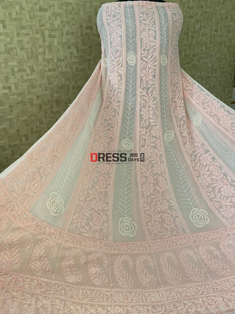 Pink Pearl Lucknowi Chikankari Anarkali Suit
