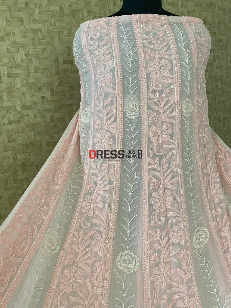 Pink Pearl Lucknowi Chikankari Anarkali Suit