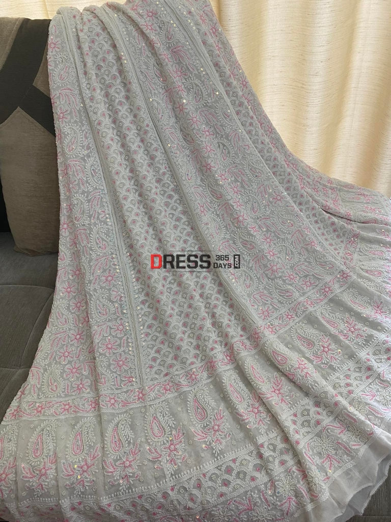 Pink Pearls Chikankari Lehenga Skirt (Only Skirt)