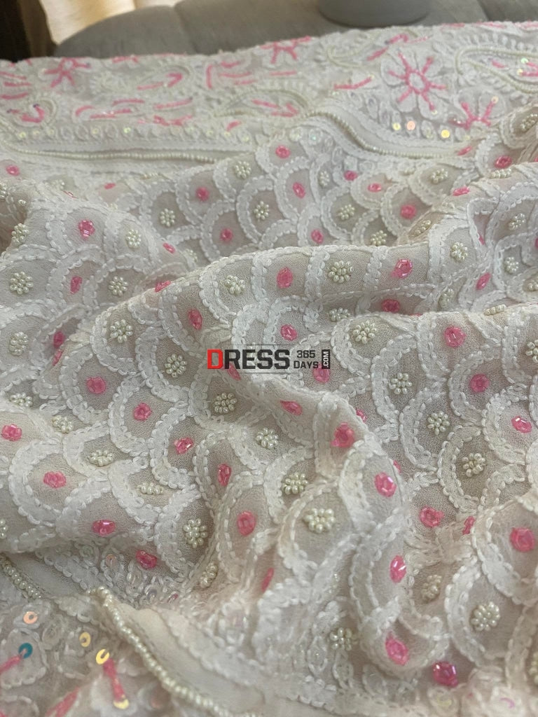 Pink Pearls Chikankari Lehenga Skirt (Only Skirt)