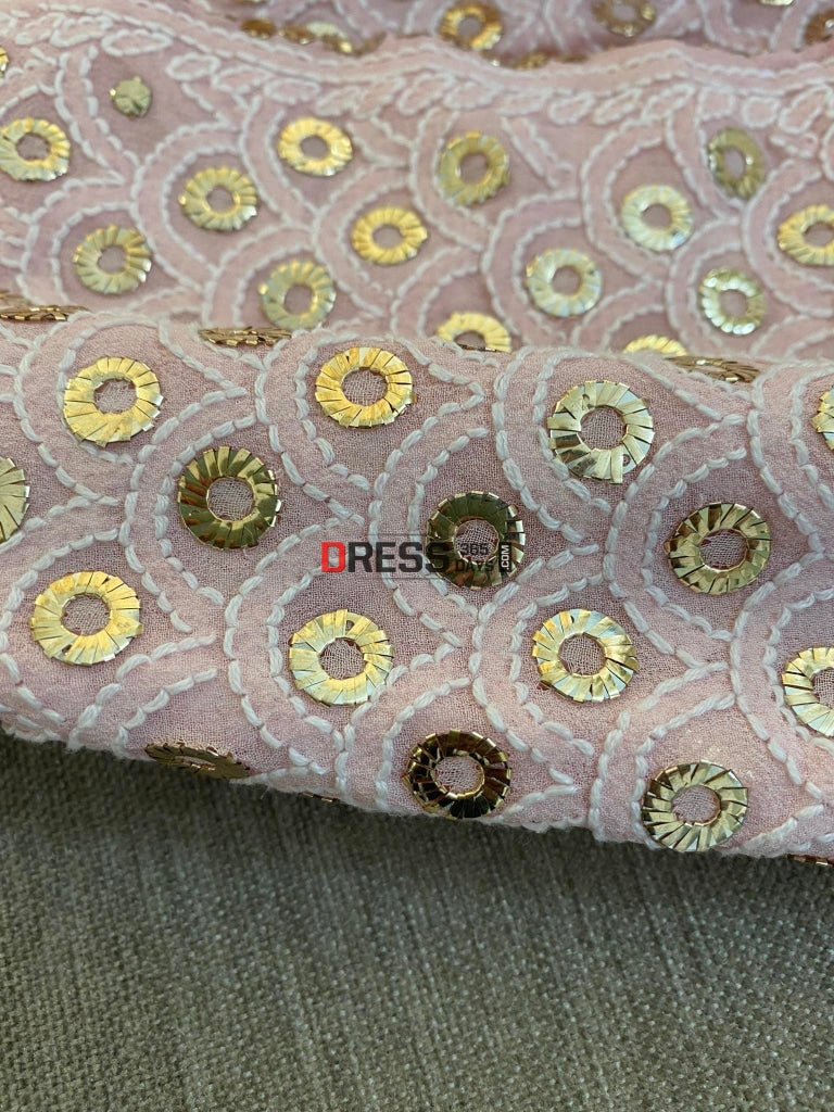 Pink Ring Mukaish Chikankari Lehenga (Only Skirt)