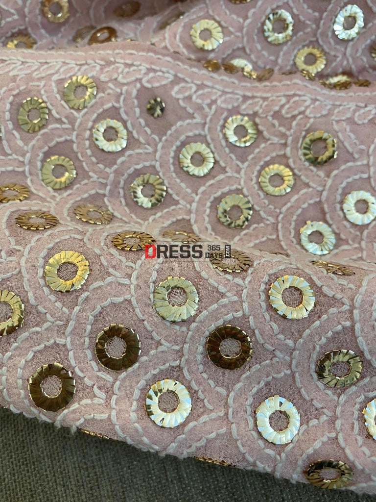 Pink Ring Mukaish Chikankari Lehenga (Only Skirt)