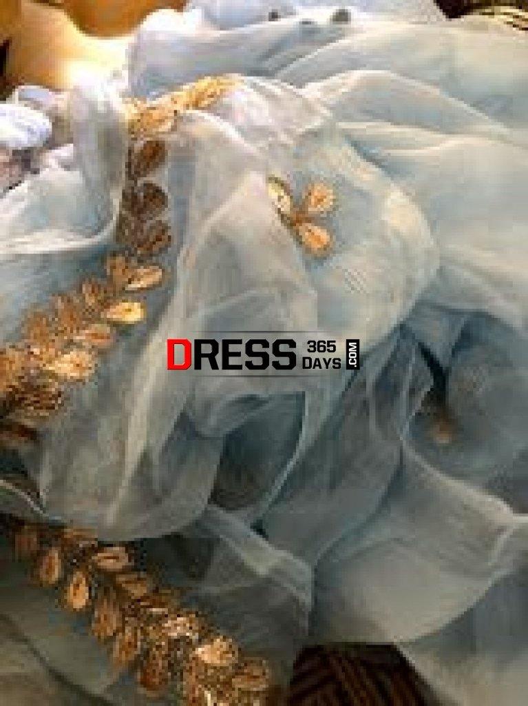 Powder Blue Chiffon Dupatta With Gota Patti Chikankari
